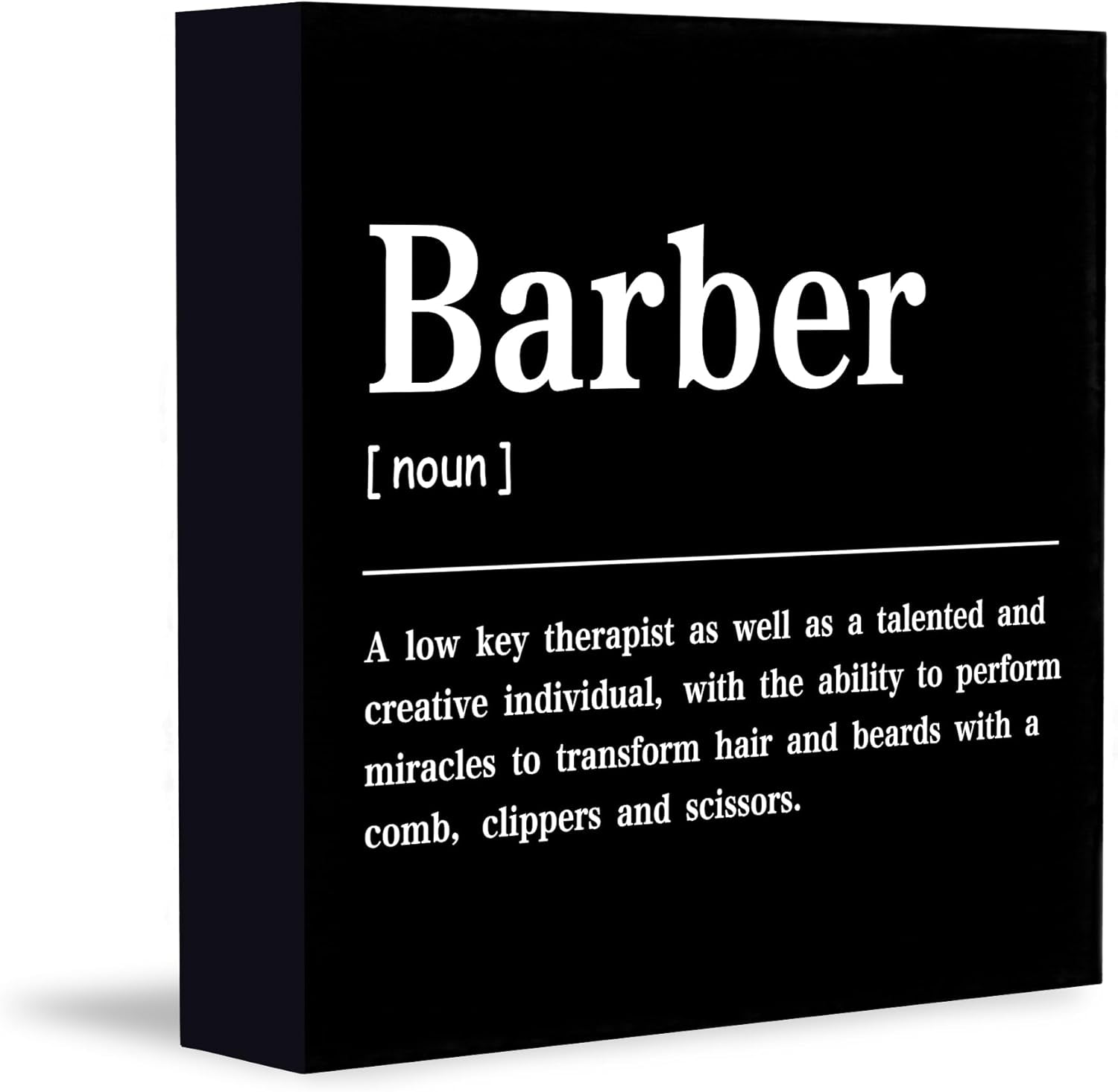 Barbershop Hair Salon Decor Wooden Box Sign, Barber Shop Barber Gifts for Men Accessories, Salon Decor for Hair Stylist Salon Barbershop Wall Desk Shelf Tabletop Decoration
